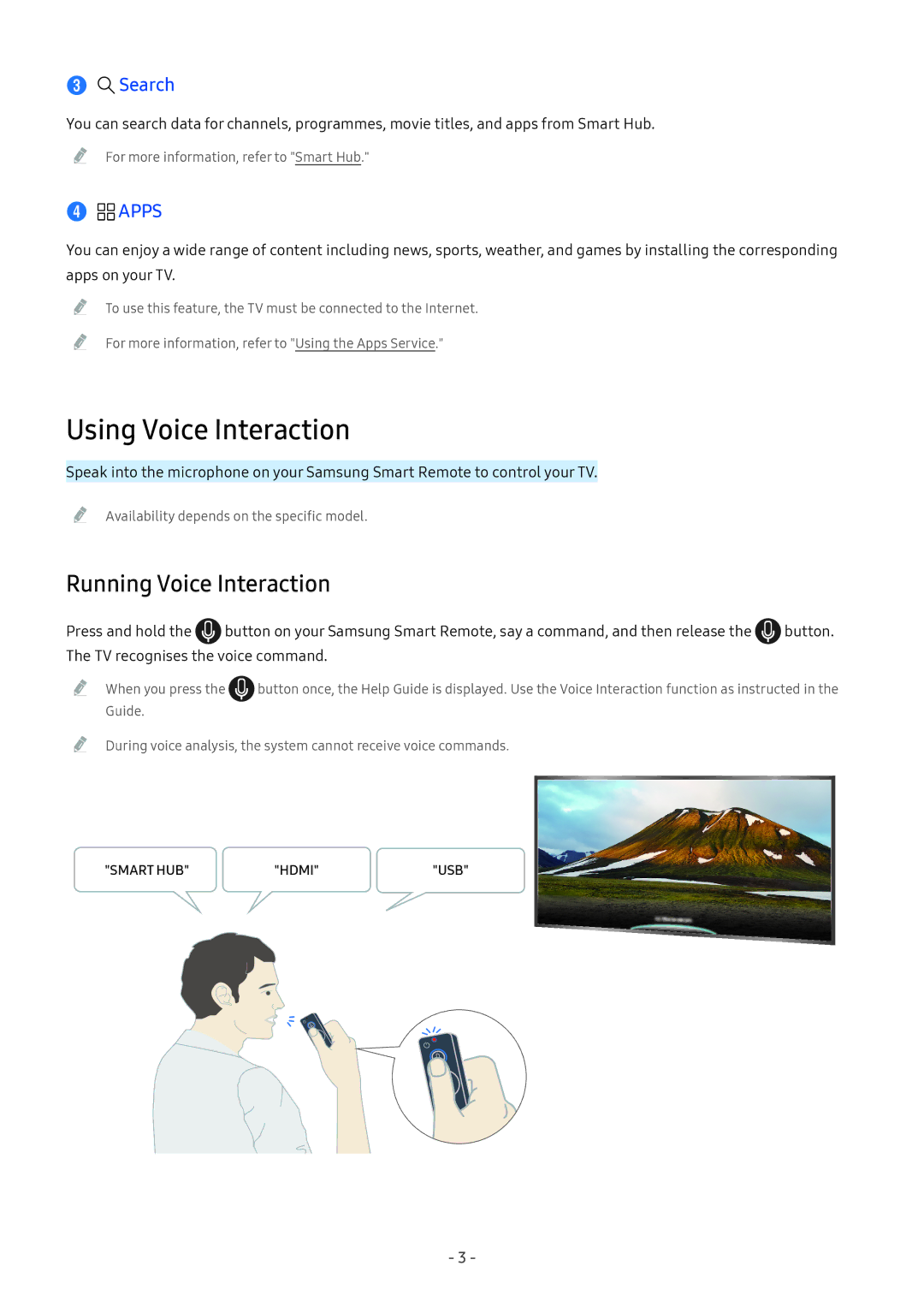 Samsung UA55M6000ARXUM manual Using Voice Interaction, Running Voice Interaction, Search 