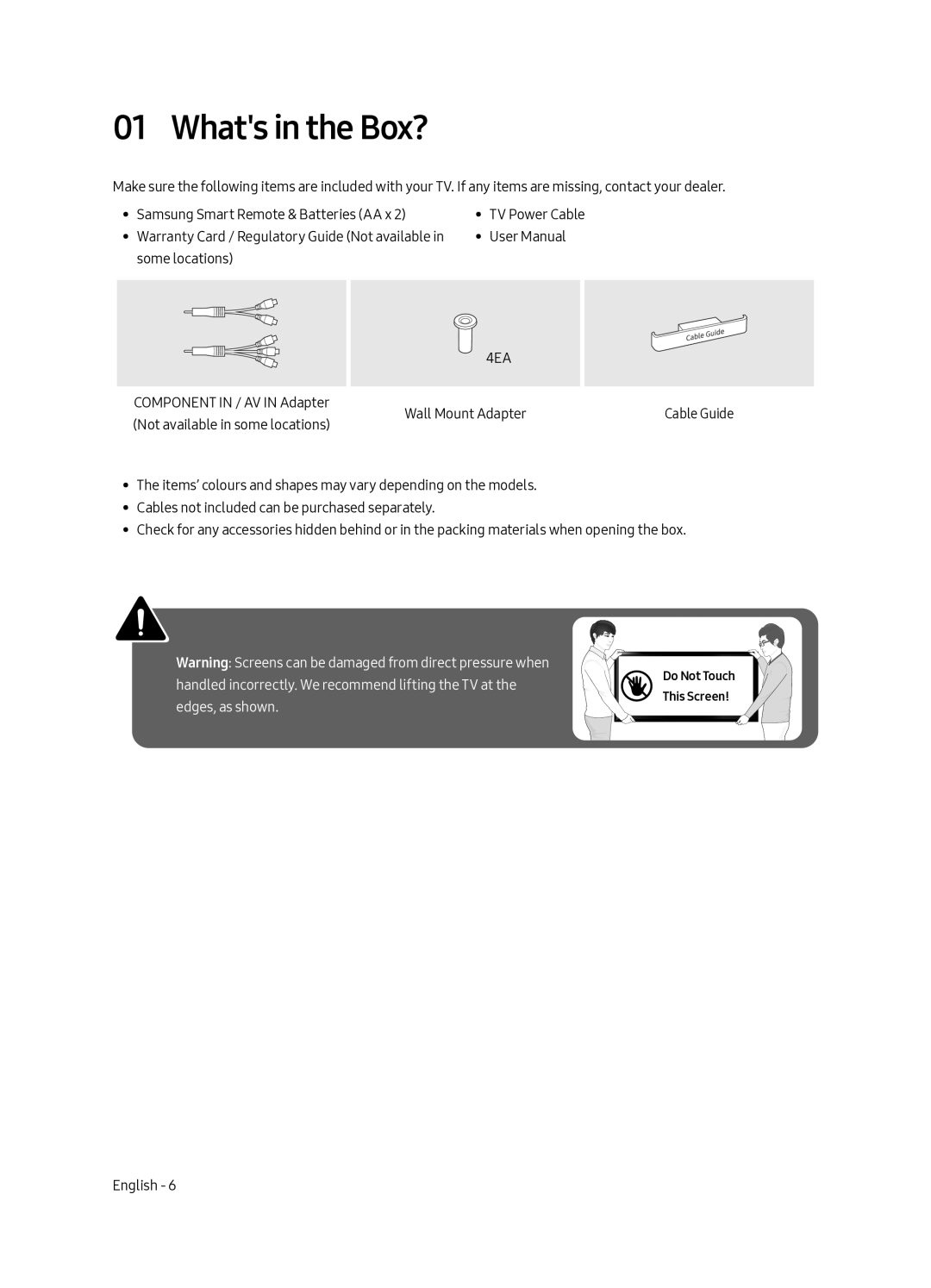 Samsung UA49MU6400KXXV, UA55MU6400KXXV, UA40MU6400KXXV, UA65MU6400KXXV manual Whats in the Box?, 4EA 