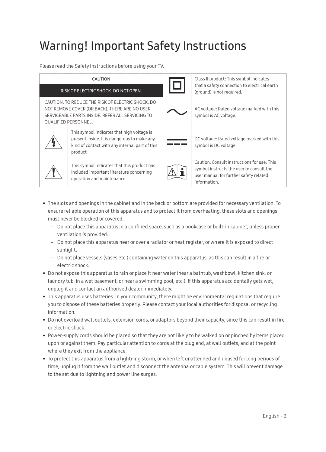 Samsung UA55NU7100KXXV, UA65NU7100KXXV, UA49NU7100KXXV manual Please read the Safety Instructions before using your TV 