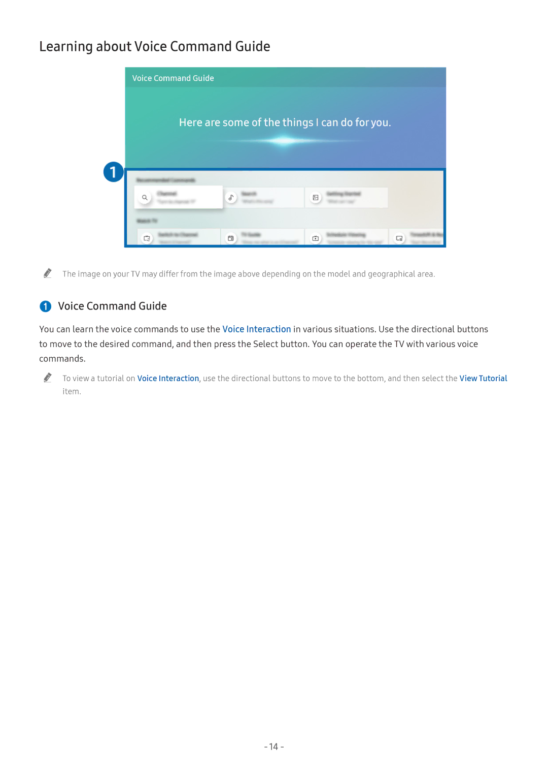 Samsung UA55NU7400KXXV, UA55NU7100KXXV, UA65NU7100KXXV manual Learning about Voice Command Guide,  Voice Command Guide 