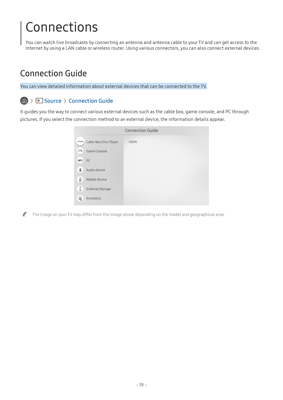 Samsung UA49NU7500KXXV, UA55NU7100KXXV, UA65NU7100KXXV, UA82NU8000KXXV, QA65Q8CNAKXXV manual Source Connection Guide 