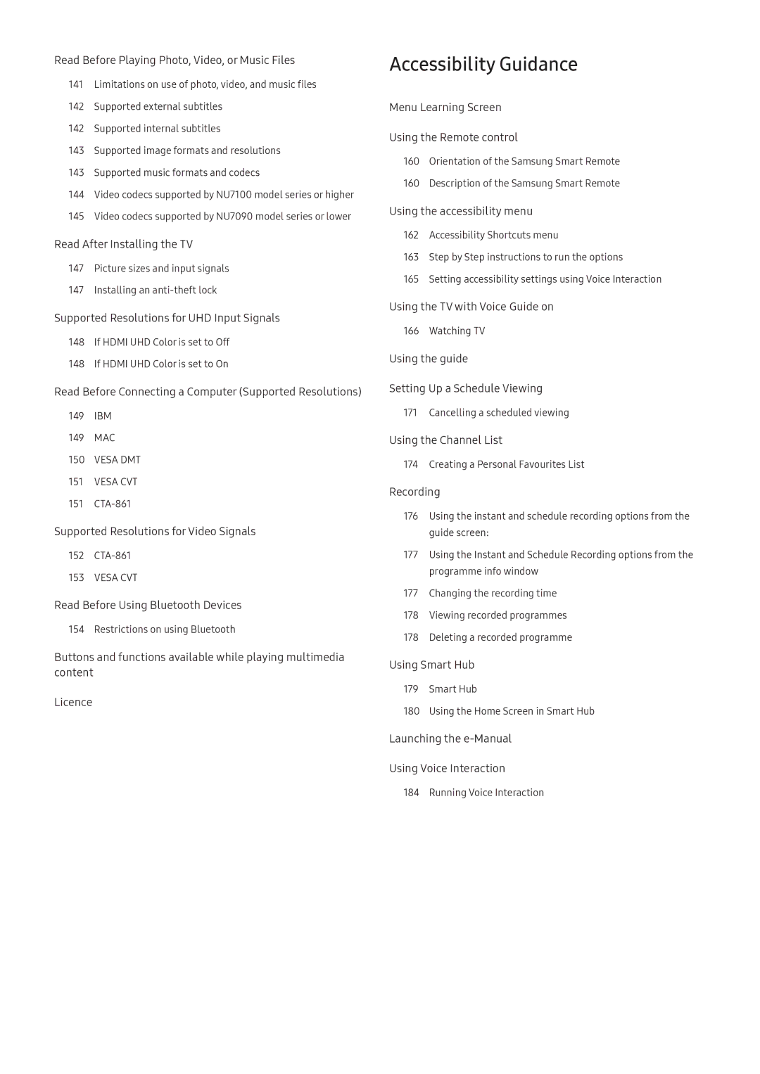 Samsung UA55NU8500KXXV, UA55NU7100KXXV manual Accessibility Guidance, Read Before Playing Photo, Video, or Music Files 