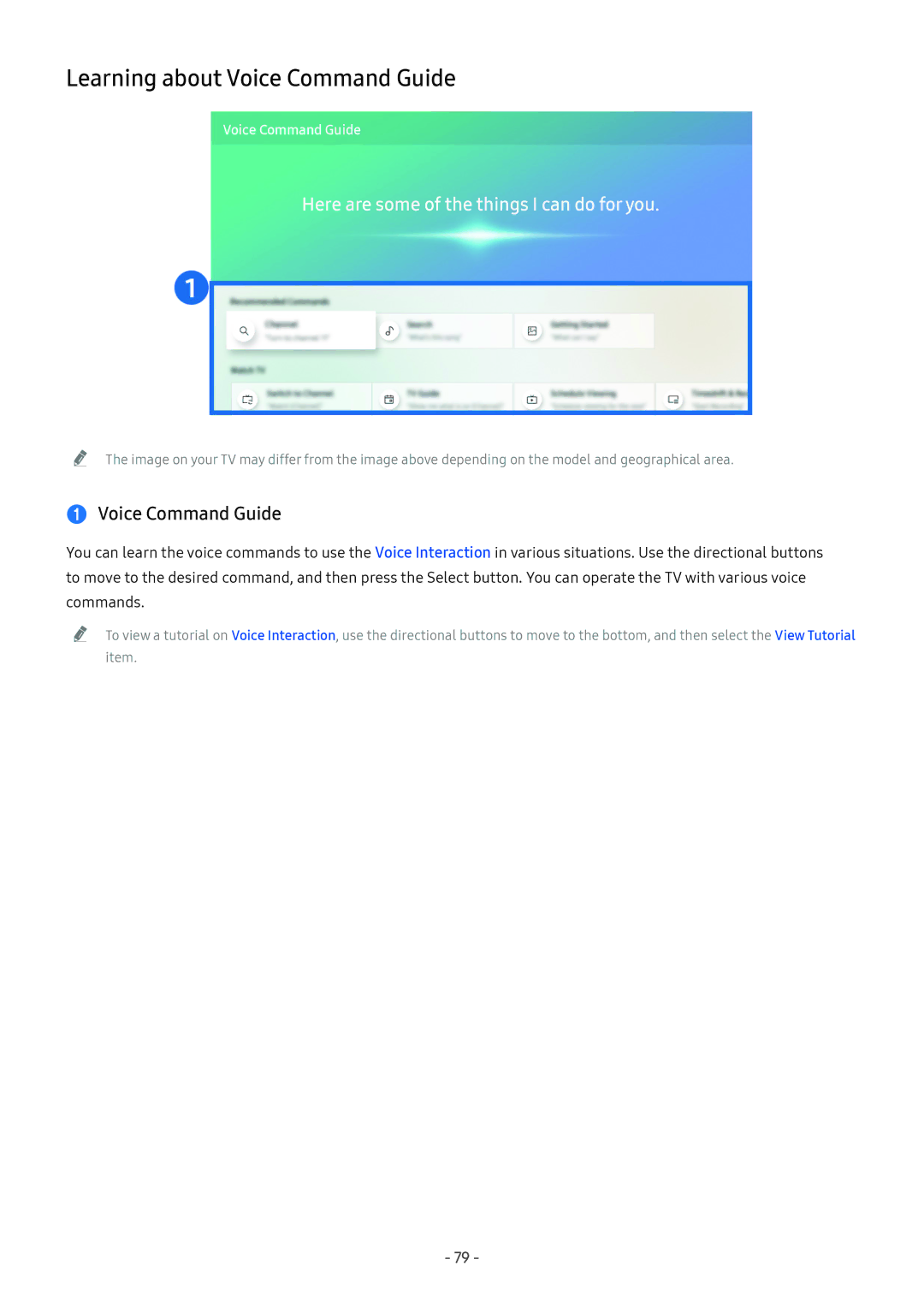 Samsung QA75Q7FNAKXXV, UA55NU7100KXXV, UA65NU7100KXXV, UA82NU8000KXXV, QA65Q8CNAKXXV manual Learning about Voice Command Guide 