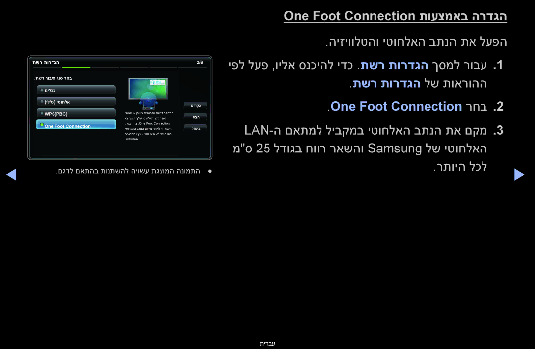 Samsung UA46D6400UMXSQ, UA60D6600VMXSQ, UA46D6600WMXSQ manual One Foot Connection תועצמאב הרדגה, One Foot Connection רחב 