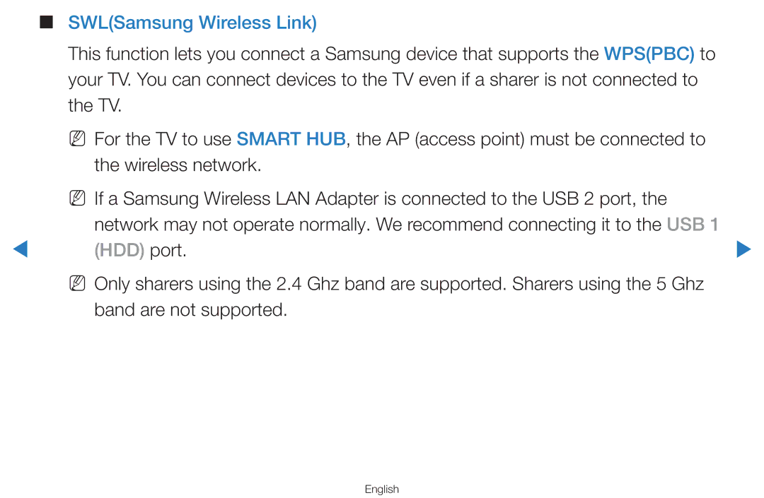 Samsung UA46D7000LNXXV, UA60D8000YNXXV, UA46D7000LMXXS, UA55D8000YNXXV, UA55H8000AKXXV manual HDD port, Band are not supported 