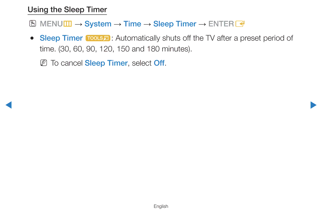 Samsung UA60D8000YMXSQ, UA60D8000YNXXV manual Using the Sleep Timer, OO MENUm → System → Time → Sleep Timer → Entere 