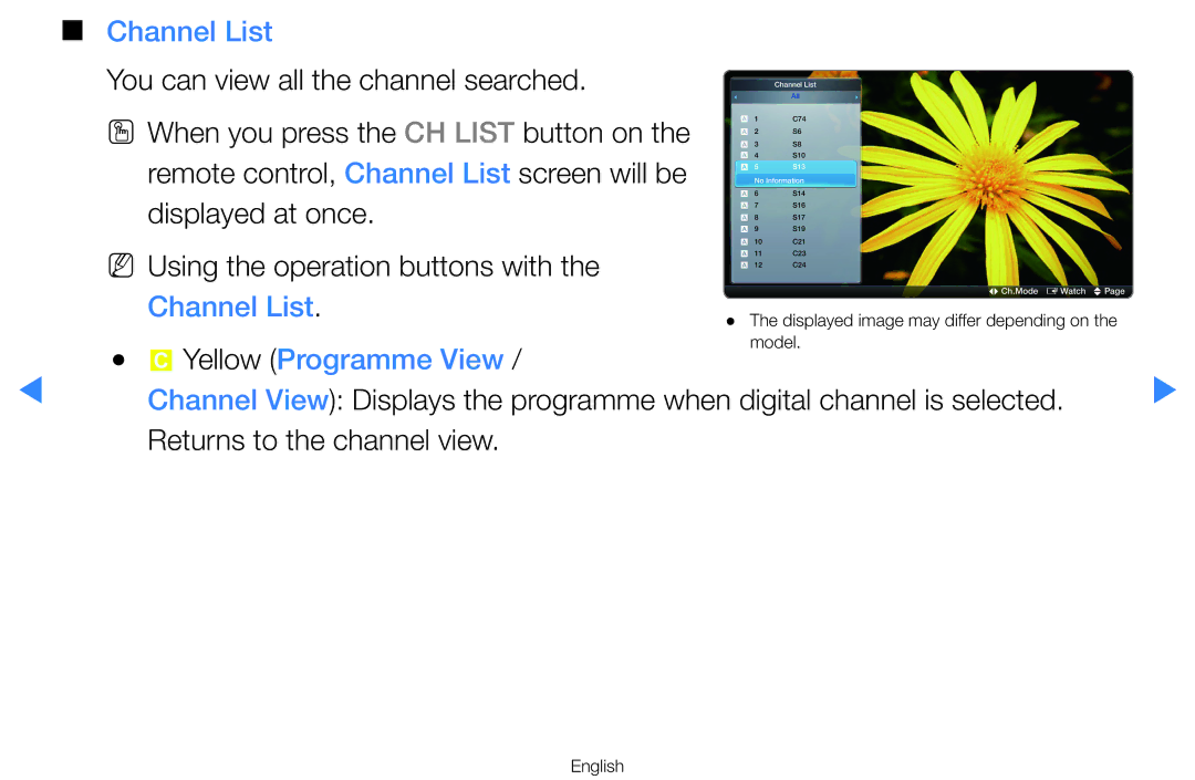 Samsung UA46D7000LMXSQ, UA60D8000YNXXV, UA46D7000LMXXS, UA46D7000LNXXV, UA55D8000YNXXV Channel List, Yellow Programme View 