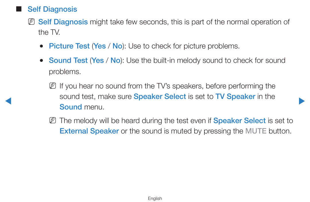 Samsung UA55D8000YNXSQ, UA60D8000YNXXV, UA46D7000LMXXS, UA46D7000LNXXV, UA55D8000YNXXV manual Self Diagnosis, Sound menu 