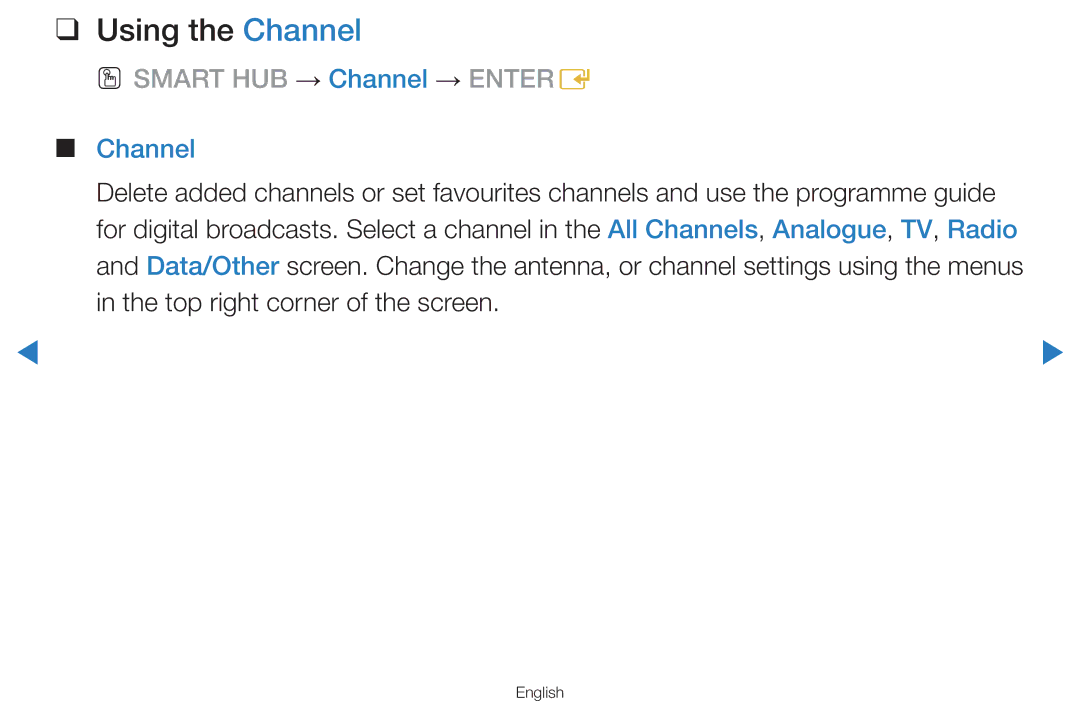 Samsung UA55D8000YMXSQ, UA60D8000YNXXV, UA46D7000LMXXS, UA46D7000LNXXV, UA55D8000YNXXV, UA55H8000AKXXV manual Using the Channel 