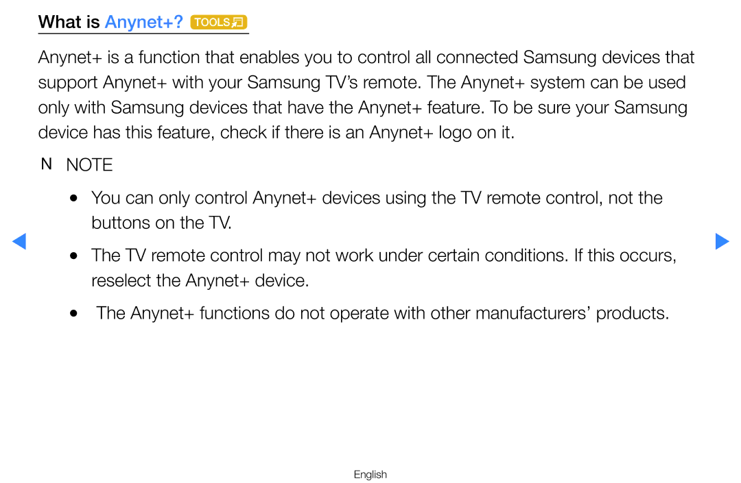 Samsung UA60D8000YNXSQ, UA60D8000YNXXV, UA46D7000LMXXS, UA46D7000LNXXV, UA55D8000YNXXV, UA55H8000AKXXV manual What is Anynet+? t 