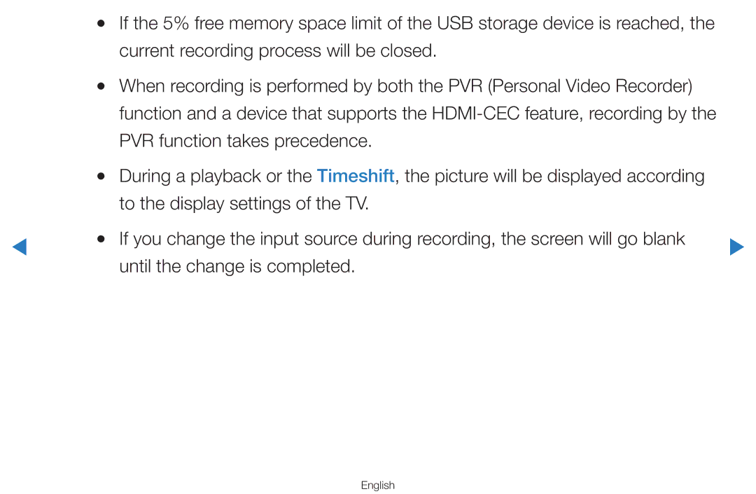 Samsung UA46H7000AWXSQ, UA60D8000YNXXV, UA46D7000LMXXS, UA46D7000LNXXV, UA55D8000YNXXV manual PVR function takes precedence 