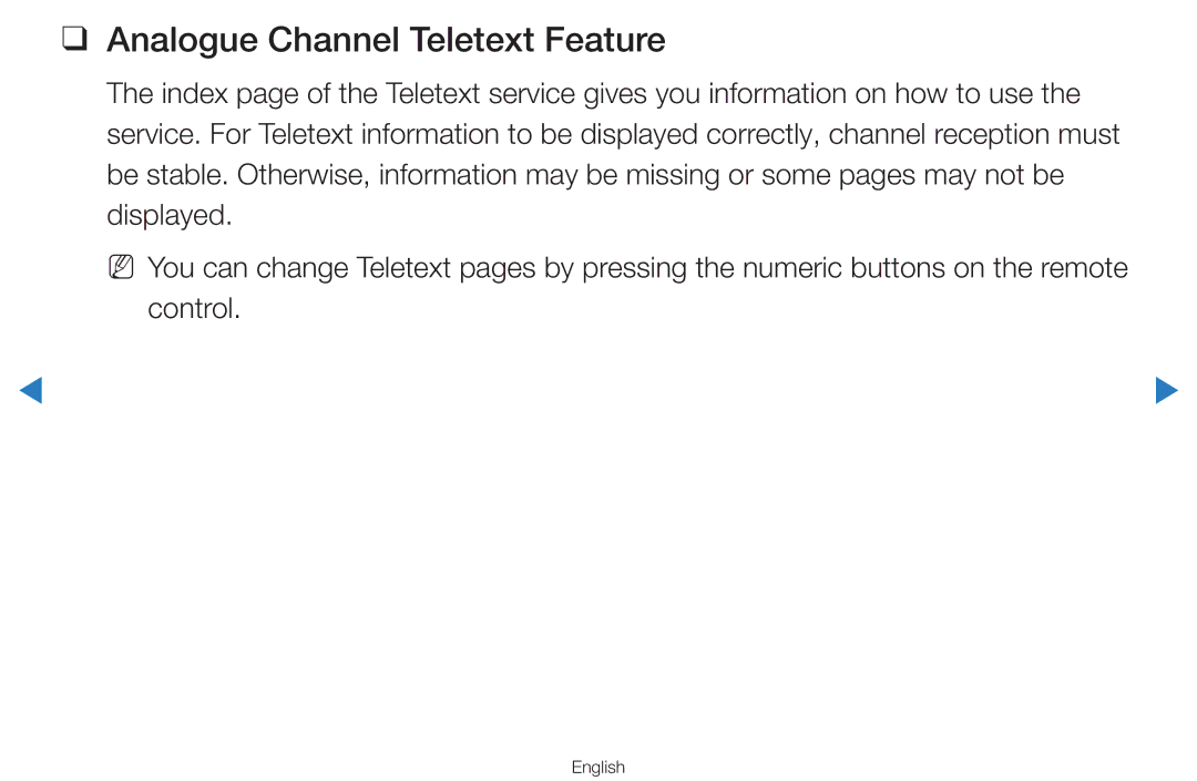 Samsung UA60D8000YNXXV, UA46D7000LMXXS, UA46D7000LNXXV, UA55D8000YNXXV, UA55H8000AKXXV manual Analogue Channel Teletext Feature 