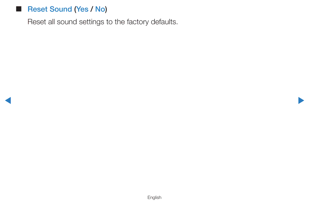 Samsung UA55H7000AKXXV, UA60D8000YNXXV manual Reset Sound Yes / No, Reset all sound settings to the factory defaults 