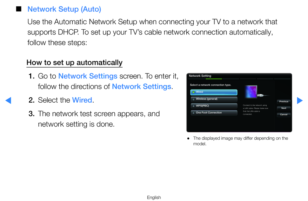 Samsung UA55D8000YMXSQ, UA60D8000YNXXV, UA46D7000LMXXS, UA46D7000LNXXV, UA55D8000YNXXV Network Setup Auto, Network Setting 