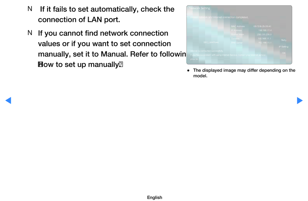 Samsung UA55D8000YNXSQ, UA60D8000YNXXV, UA46D7000LMXXS, UA46D7000LNXXV manual Wiress network and Internet connection completed 