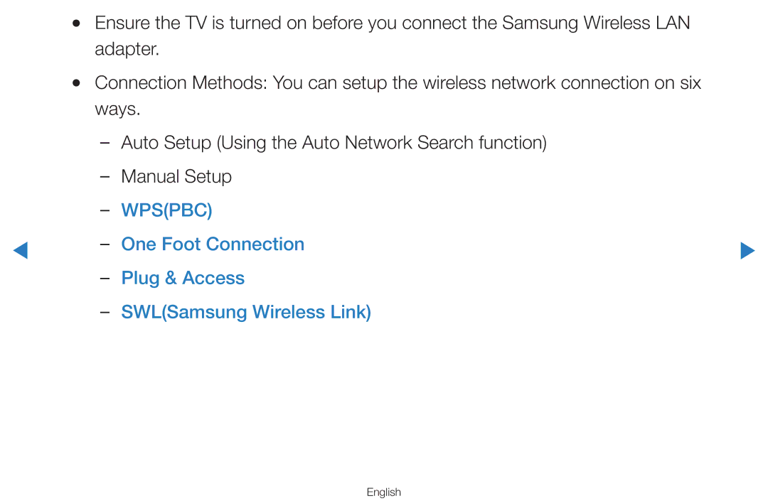 Samsung UA55H8000AKXXV, UA60D8000YNXXV, UA46D7000LMXXS Wpspbc, One Foot Connection Plug & Access SWLSamsung Wireless Link 