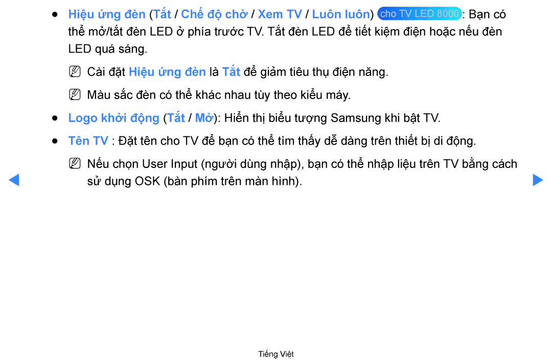 Samsung UA55D7000LNXXV, UA60D8000YNXXV, UA46D7000LRXXV, UA46D7000LNXXV, UA55D8000YNXXV, UA55D8000YRXXT manual Tiếng Việt 