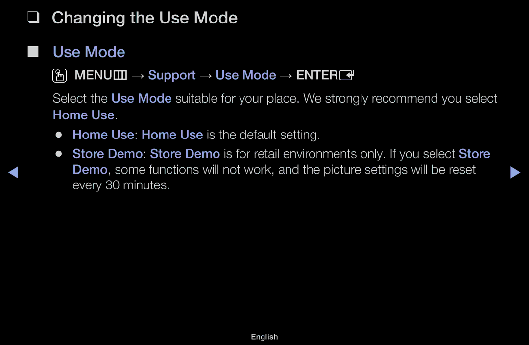 Samsung UA60F6100AMXSQ, UA55F6100AMXSQ manual Changing the Use Mode 