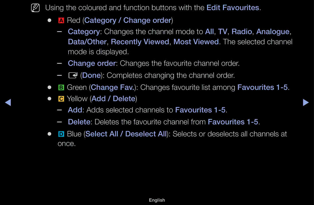 Samsung UA55F6100AMXSQ, UA60F6100AMXSQ manual Delete Deletes the favourite channel from Favourites, Once 