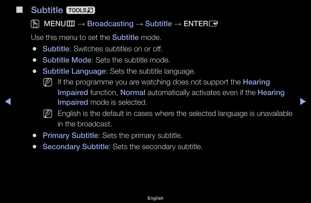 Samsung UA60F6100AMXSQ, UA55F6100AMXSQ manual Subtitle t 