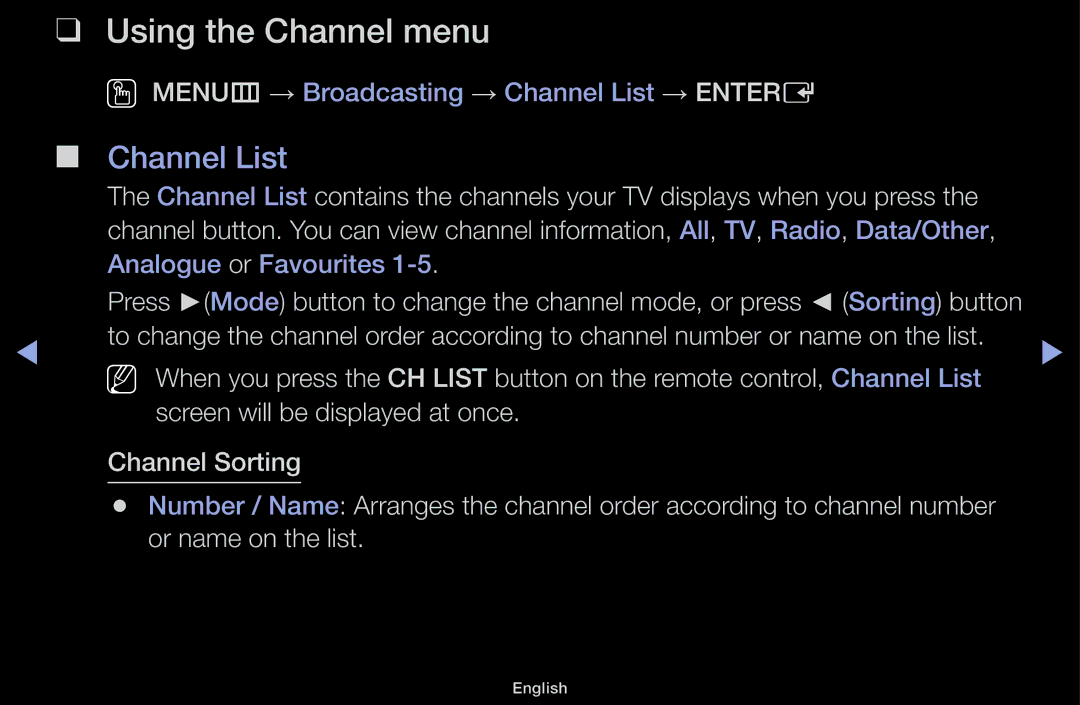 Samsung UA55F6100AMXSQ, UA60F6100AMXSQ manual Using the Channel menu, Channel List 