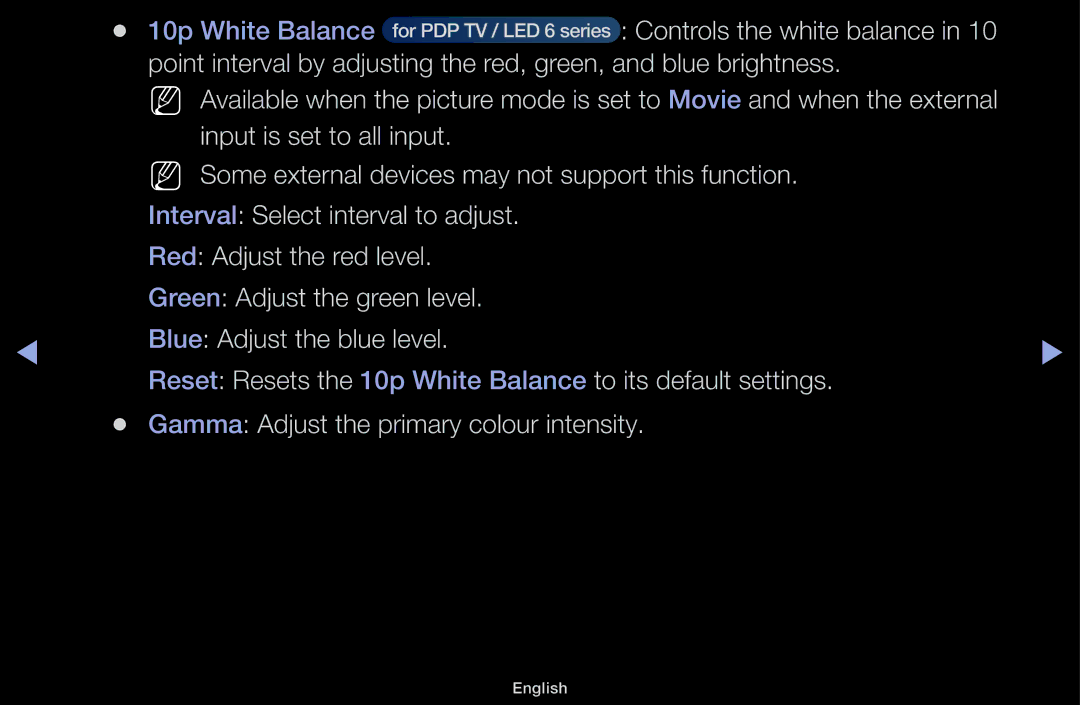 Samsung UA55F6100AMXSQ, UA60F6100AMXSQ manual Controls the white balance 