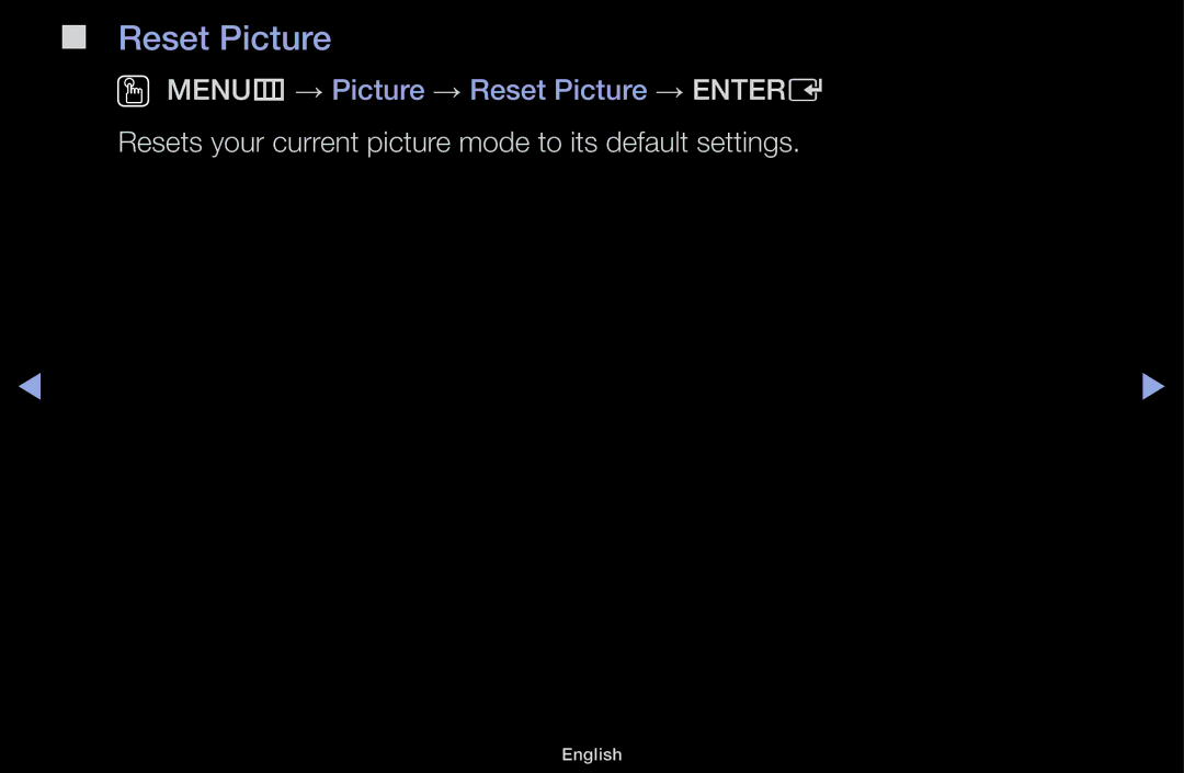 Samsung UA55F6100AMXSQ, UA60F6100AMXSQ manual Reset Picture, Resets your current picture mode to its default settings 