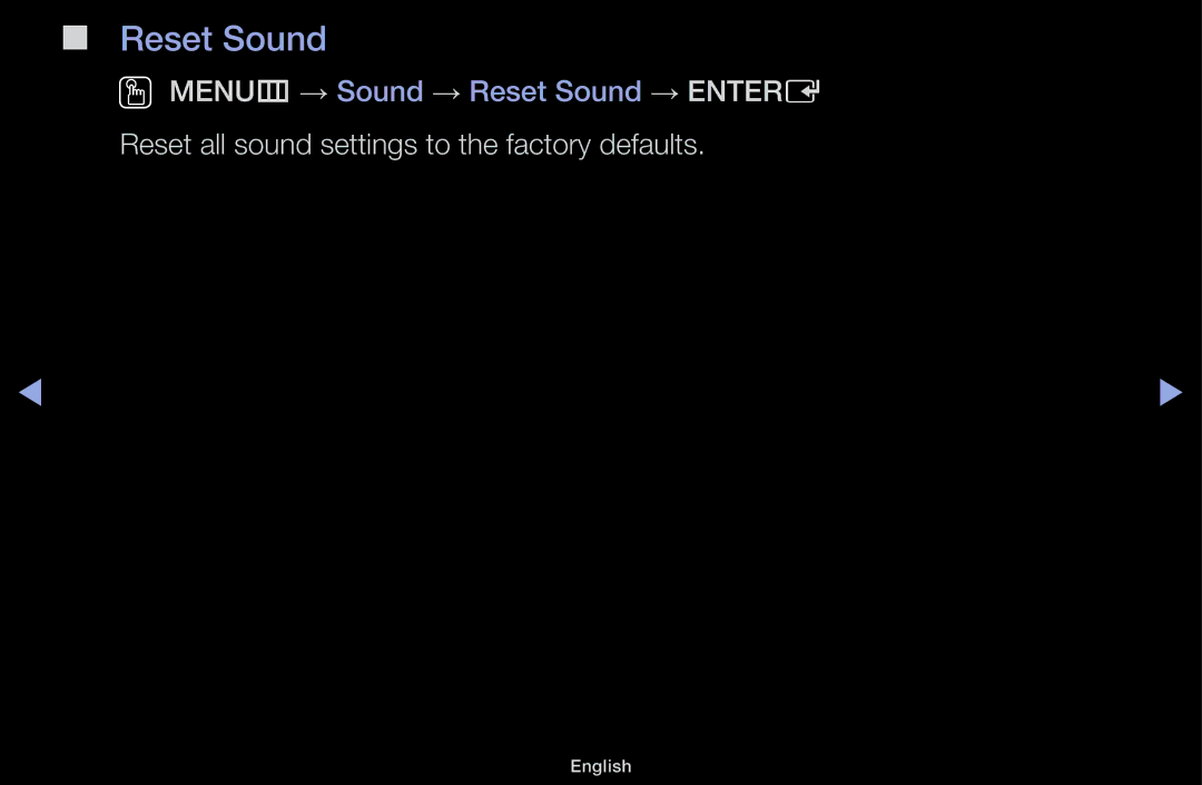 Samsung UA55F6100AMXSQ, UA60F6100AMXSQ manual Reset Sound, Reset all sound settings to the factory defaults 