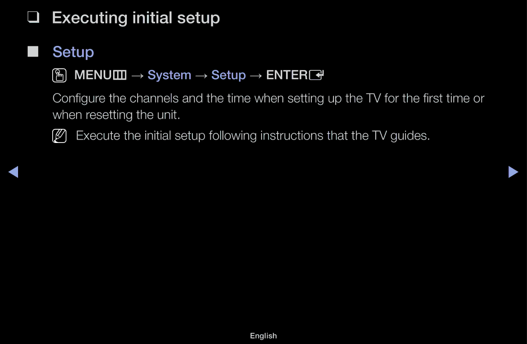 Samsung UA55F6100AMXSQ, UA60F6100AMXSQ manual Executing initial setup, Setup 