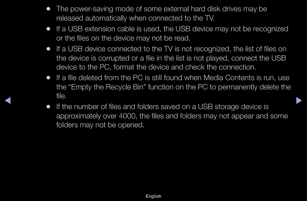 Samsung UA55F6100AMXSQ, UA60F6100AMXSQ manual Or the files on the device may not be read, Folders may not be opened 