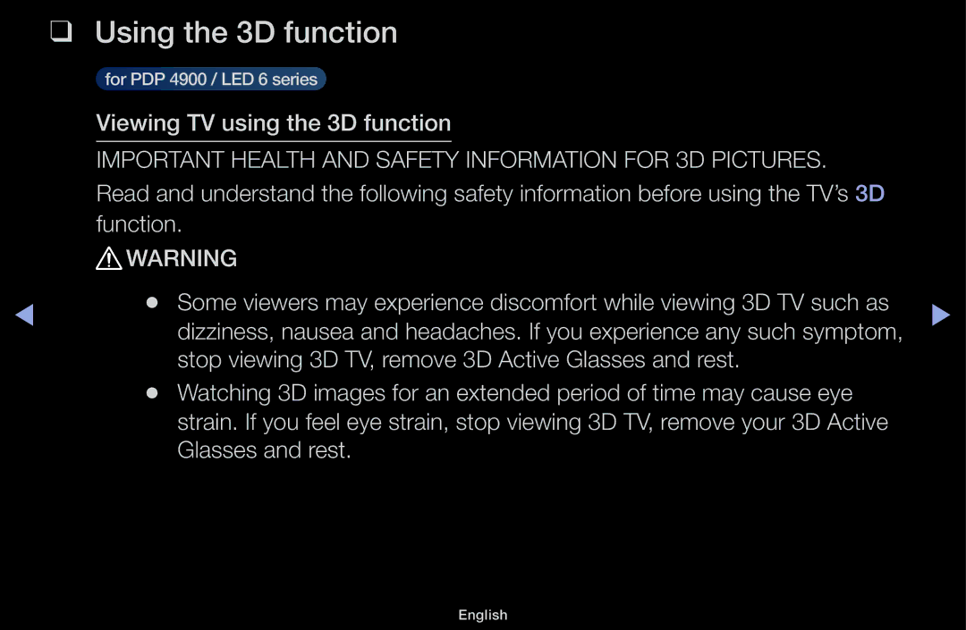 Samsung UA55F6100AMXSQ, UA60F6100AMXSQ manual Using the 3D function, Glasses and rest 