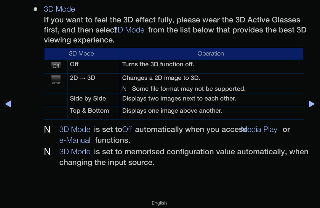 Samsung UA55F6100AMXSQ, UA60F6100AMXSQ manual 3D Mode 