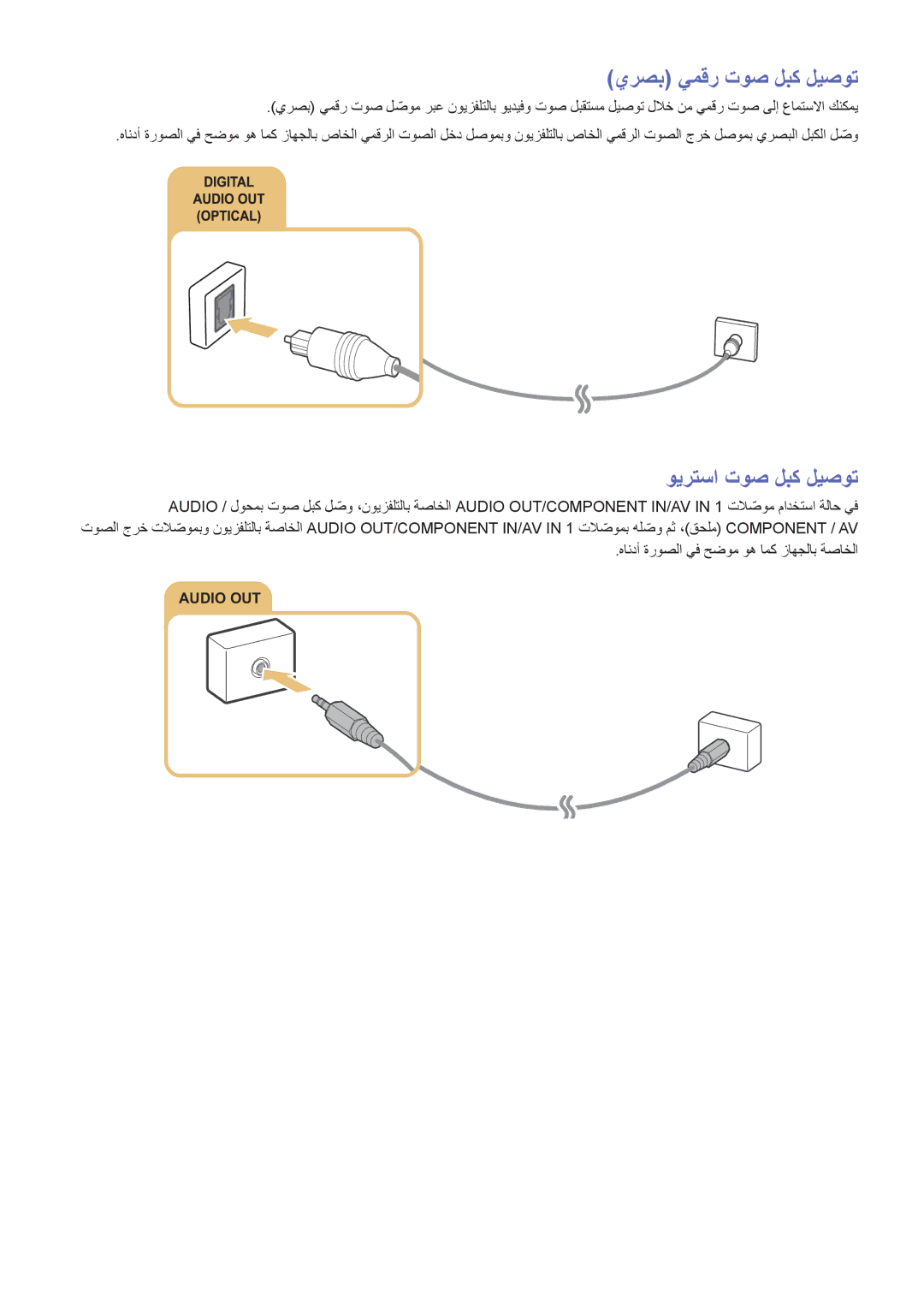 Samsung UA48J6300ARXUM, UA60J6200ARXUM, UA40J6300ARXUM, UA55J6300ARXUM manual يرصب يمقر توص لبك ليصوت, ويرتسا توص لبك ليصوت 