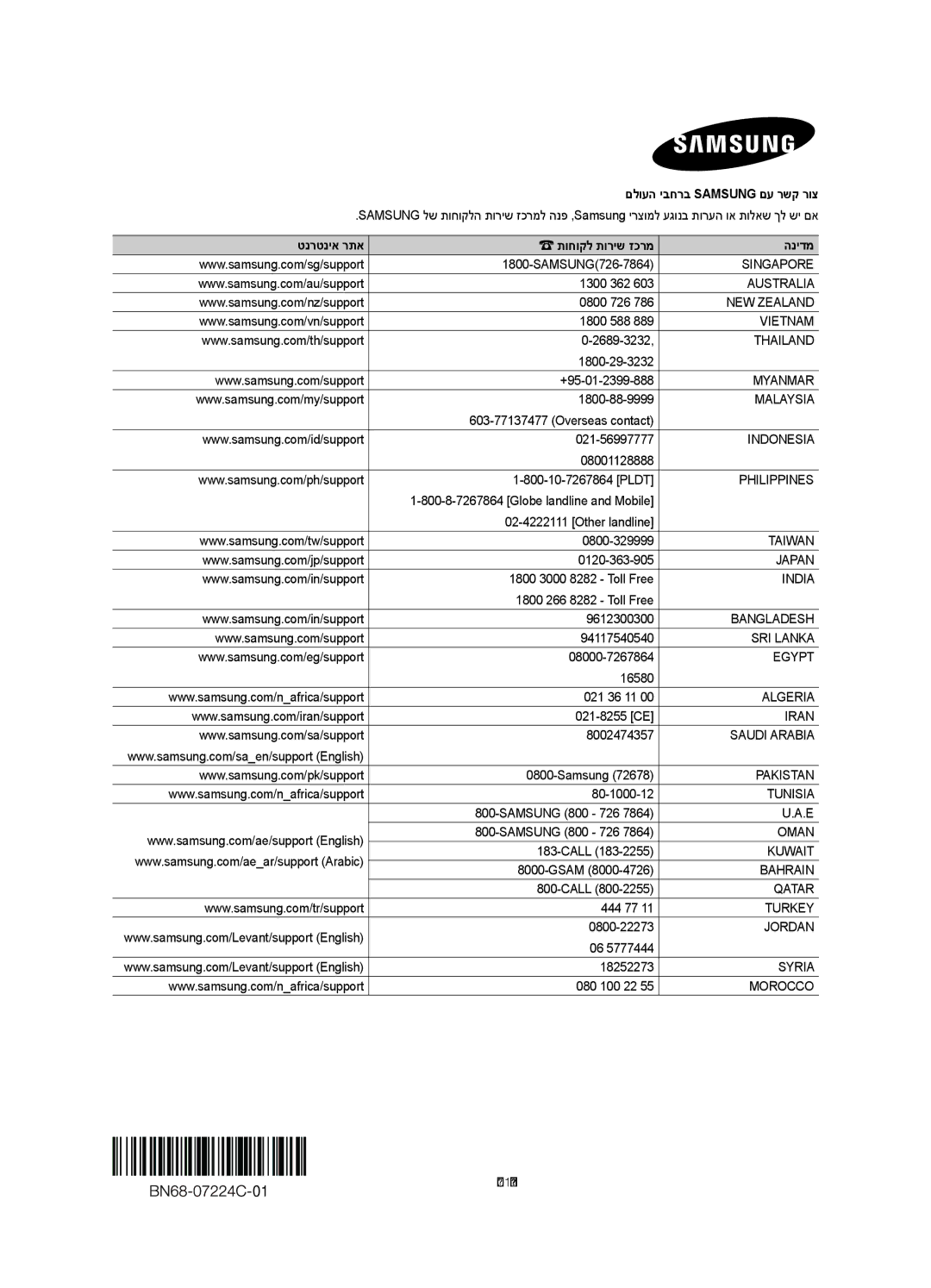 Samsung UA60J6200AWXSQ, UA40J6200AWXSQ manual םלועה יבחרב Samsung םע רשק רוצ 