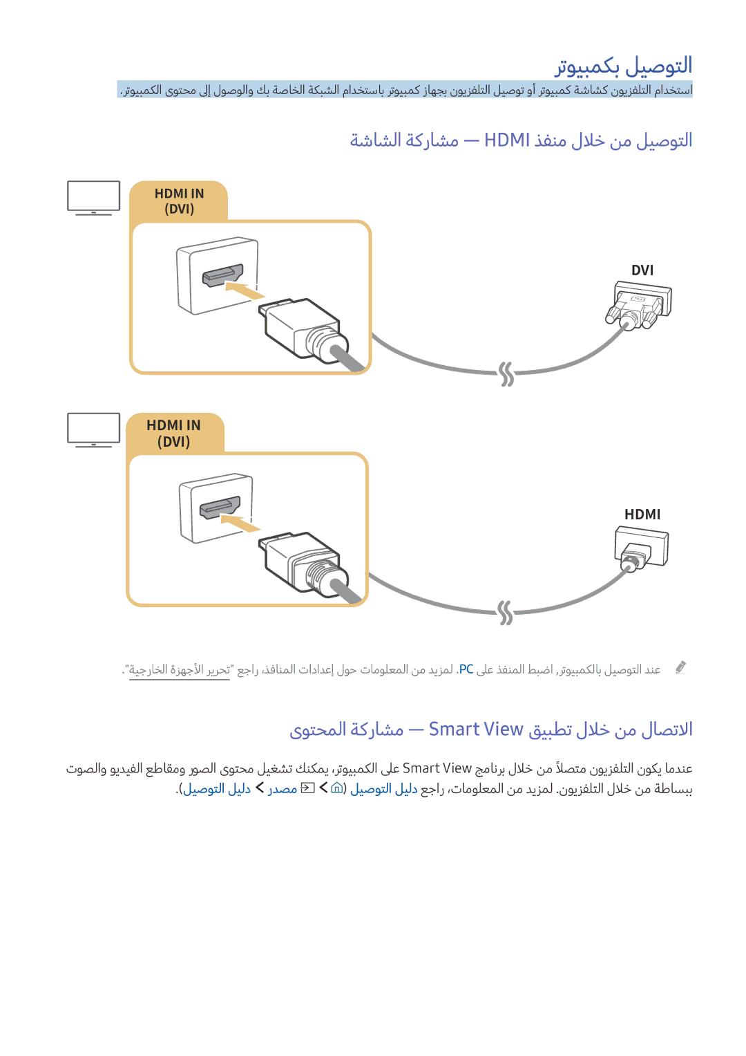 Samsung UA60KS8000RXUM, UA65KS8500RXUM, UA78KS9800RXUM manual رتويبمكب ليصوتلا, ةشاشلا ةكراشم ― Hdmi ذفنم للاخ نم ليصوتلا 