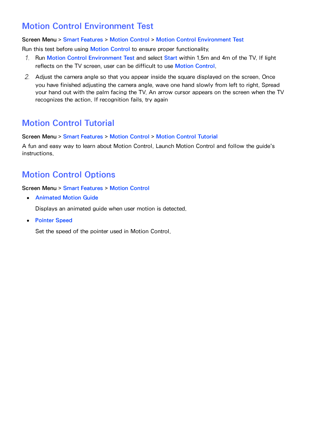 Samsung UA55F7500BMXSQ Motion Control Environment Test, Motion Control Tutorial, Motion Control Options, Pointer Speed 