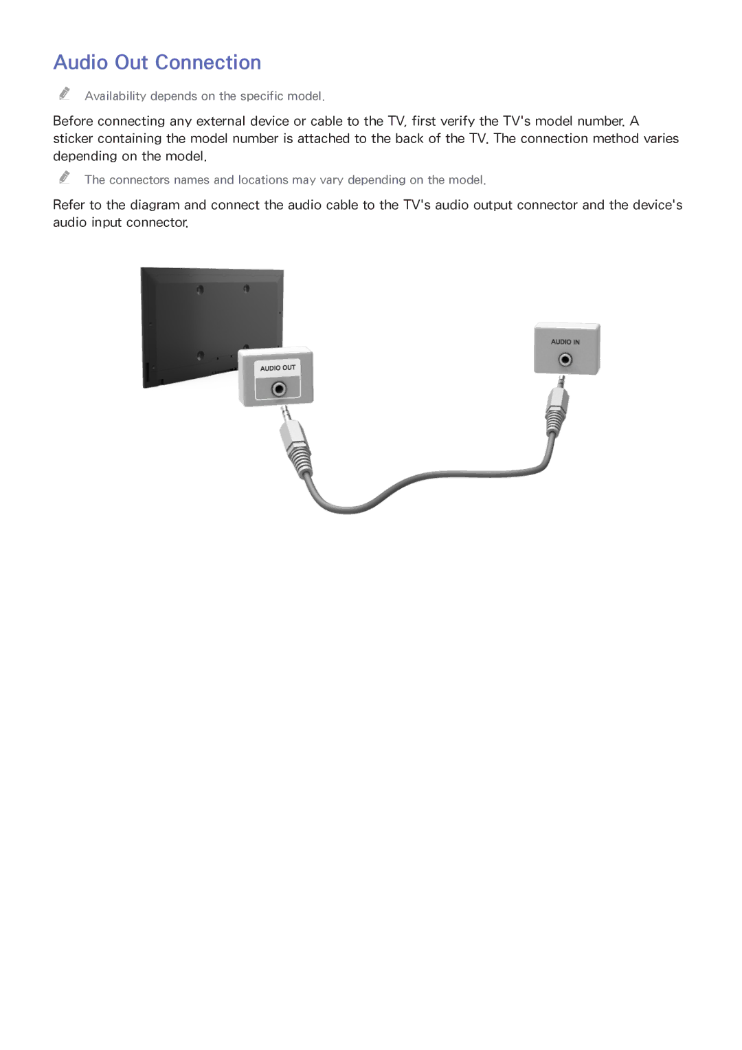 Samsung UA48H6300AWXSQ, UA65H6400AWXSQ, UA40H5552AKXXV, UA48H6300AKXXV, UA40H5510AKXXV, UA32H5500AKXXV Audio Out Connection 