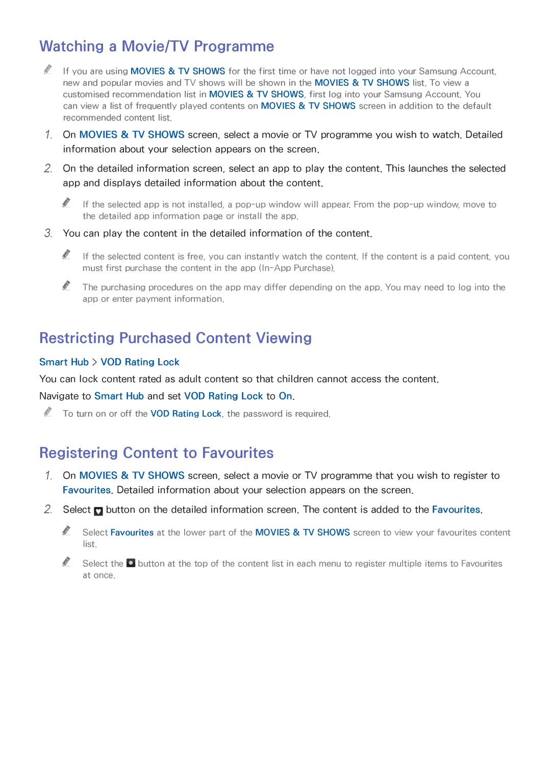 Samsung UA40H6300AKXXV Watching a Movie/TV Programme, Restricting Purchased Content Viewing, Smart Hub VOD Rating Lock 