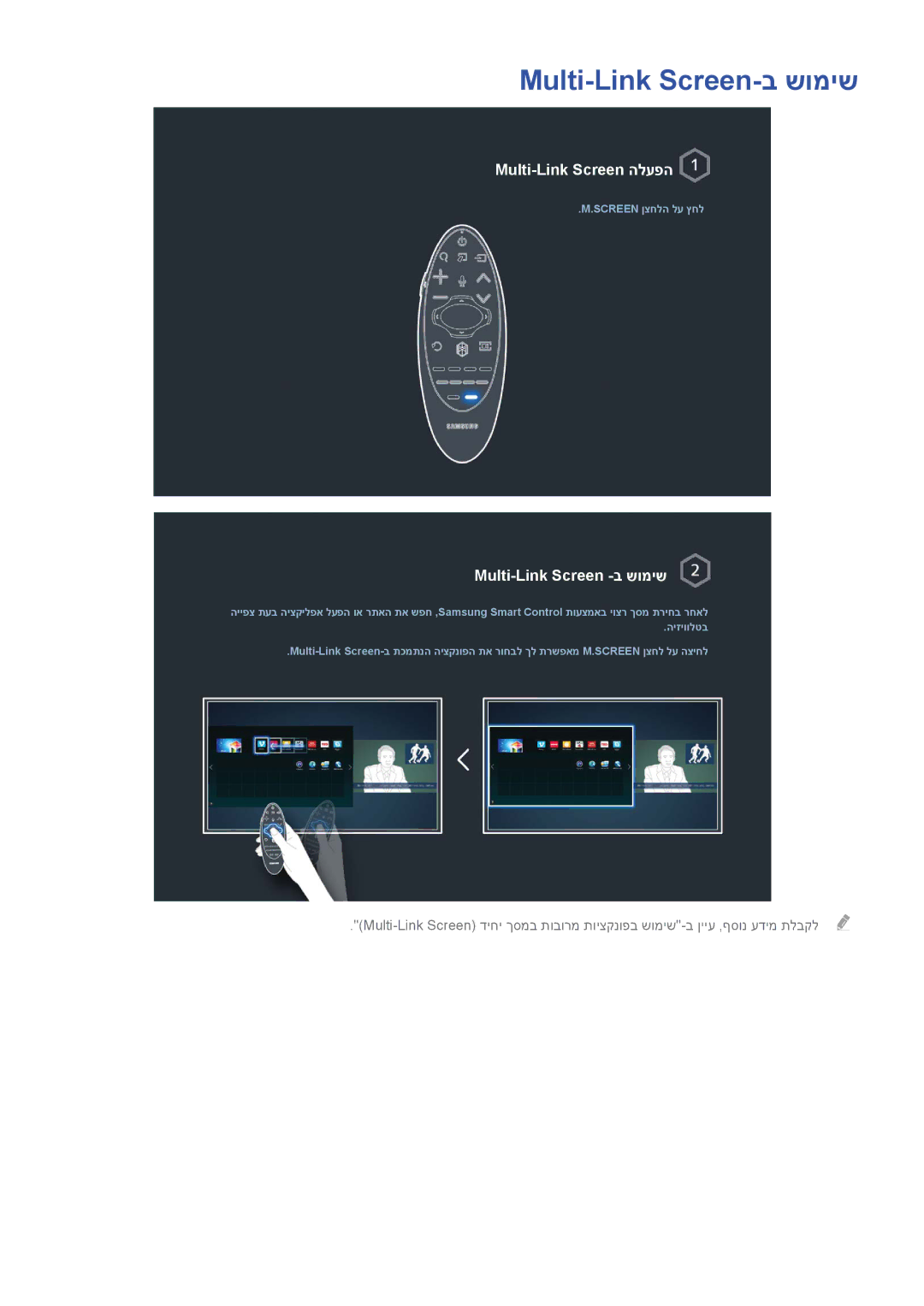 Samsung UA48HU8500WXSQ, UA65HU7200WXSQ, UA55HU7000WXSQ, UA55HU7200WXSQ Multi-Link Screen-ב שומיש, Multi-Link Screen -ב שומיש 