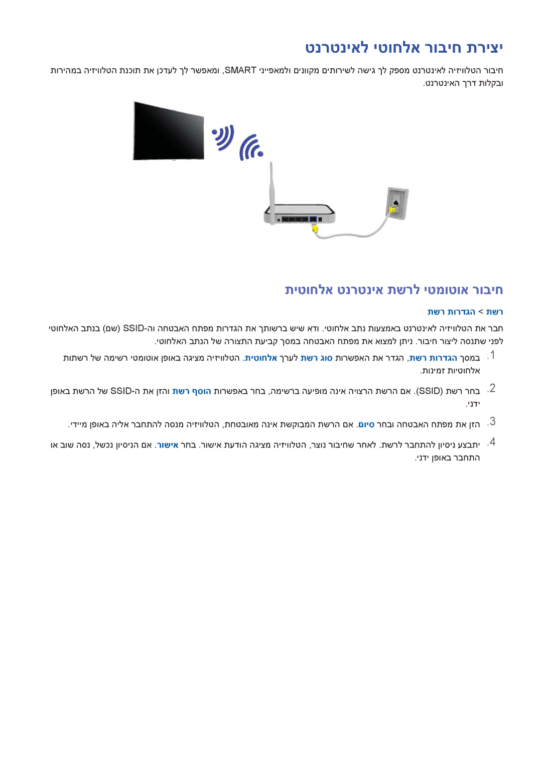 Samsung UA55HU7200WXSQ, UA65HU7200WXSQ, UA55HU7000WXSQ manual טנרטניאל יטוחלא רוביח תריצי, תיטוחלא טנרטניא תשרל יטמוטוא רוביח 