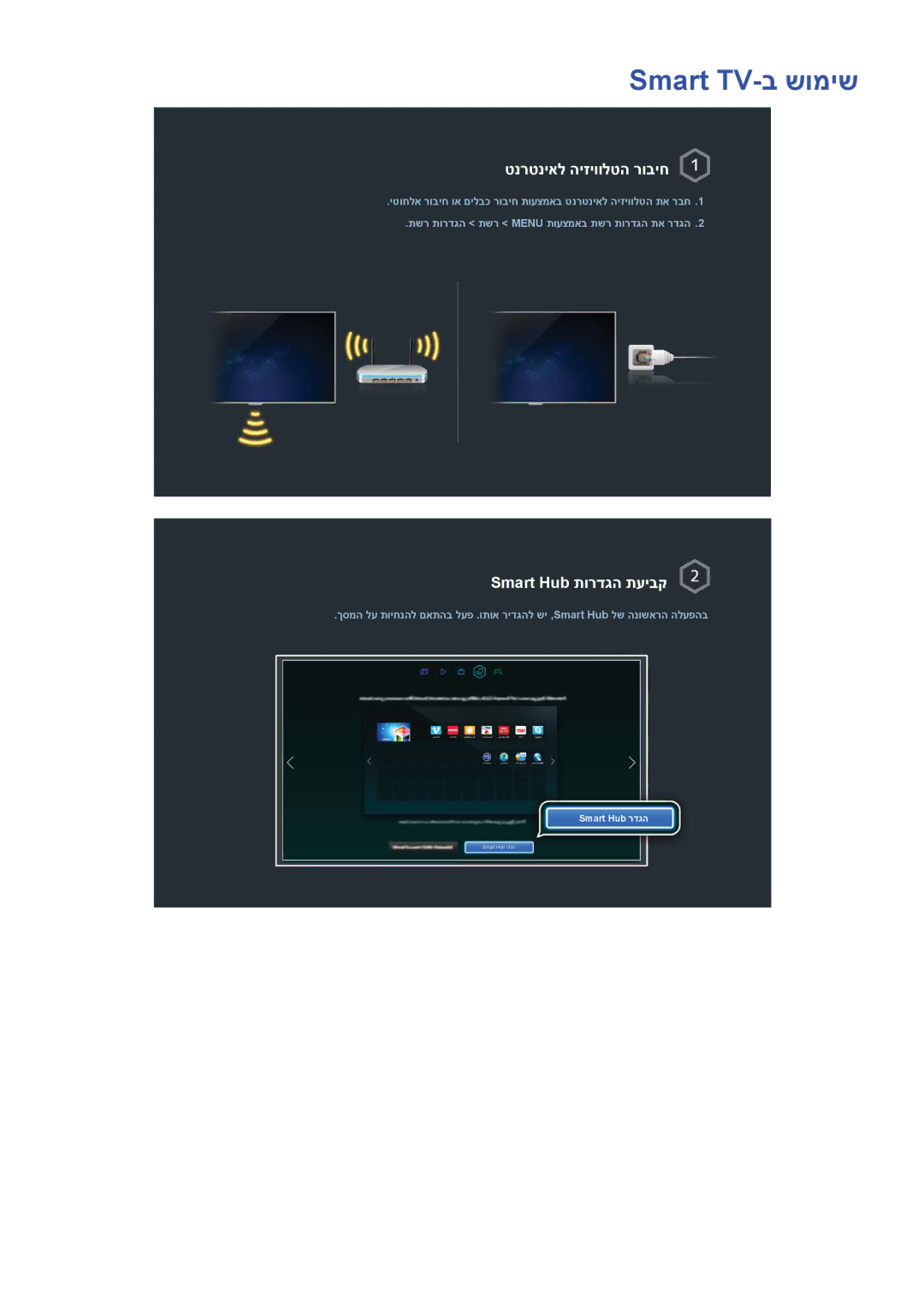 Samsung UA55HU8500WXSQ, UA65HU7200WXSQ, UA55HU7000WXSQ, UA55HU7200WXSQ manual Smart TV-ב שומיש, טנרטניאל היזיוולטה רוביח 