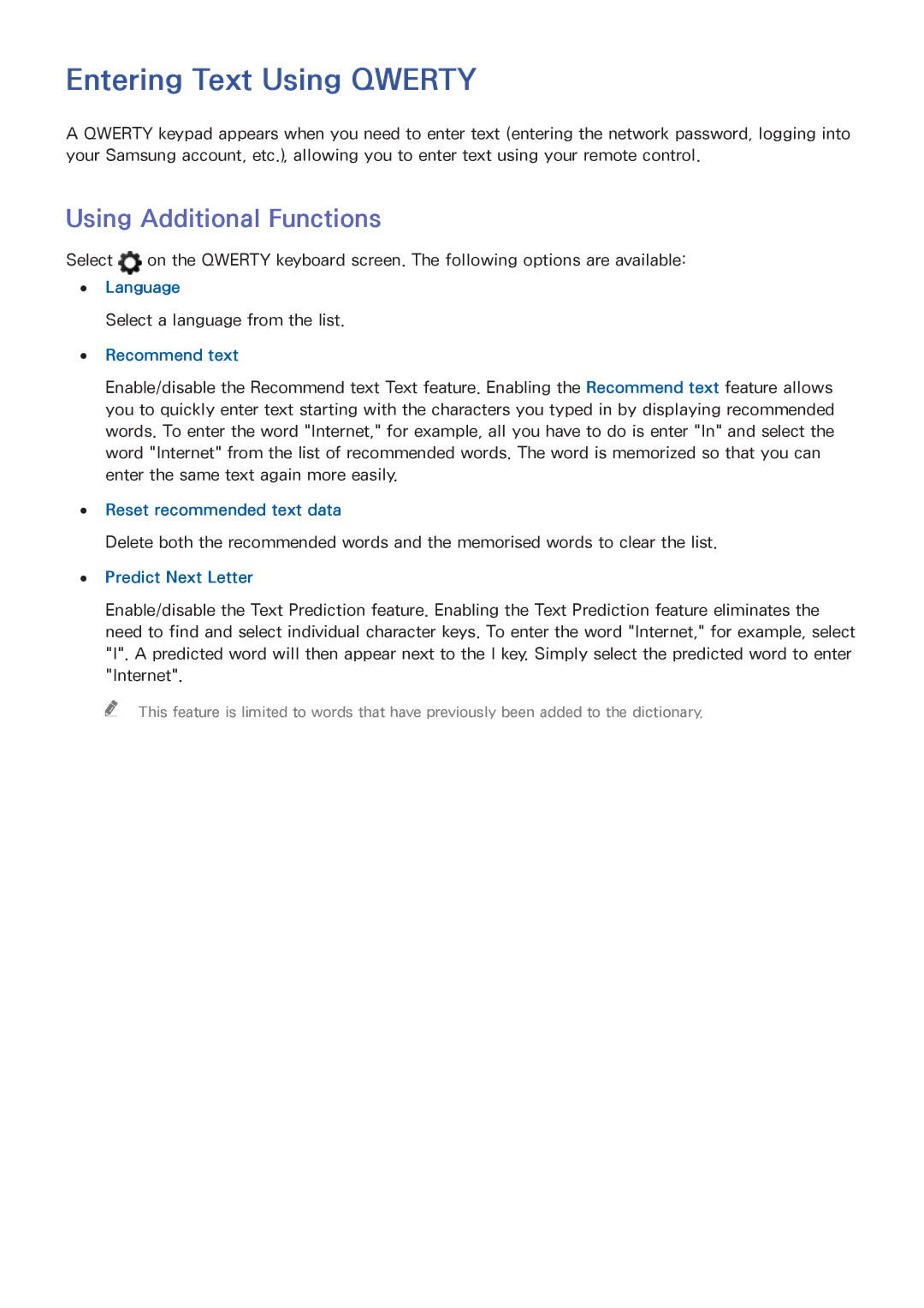 Samsung UA65HU9000KXXV, UA55HU9000KXXV, UA78HU9000KXXV manual Entering Text Using Qwerty, Using Additional Functions 