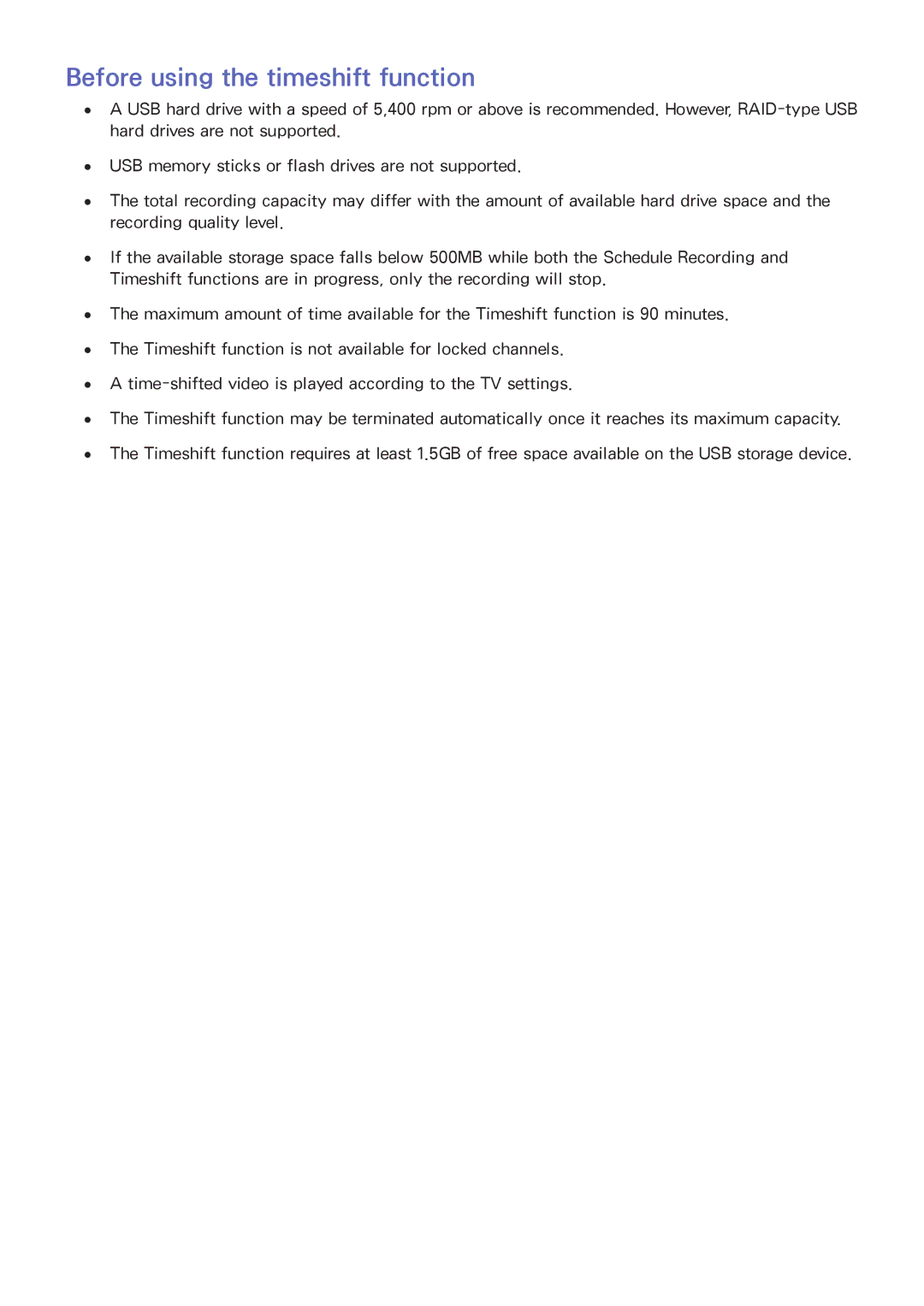 Samsung UA65JS8000KXSQ manual Before using the timeshift function 