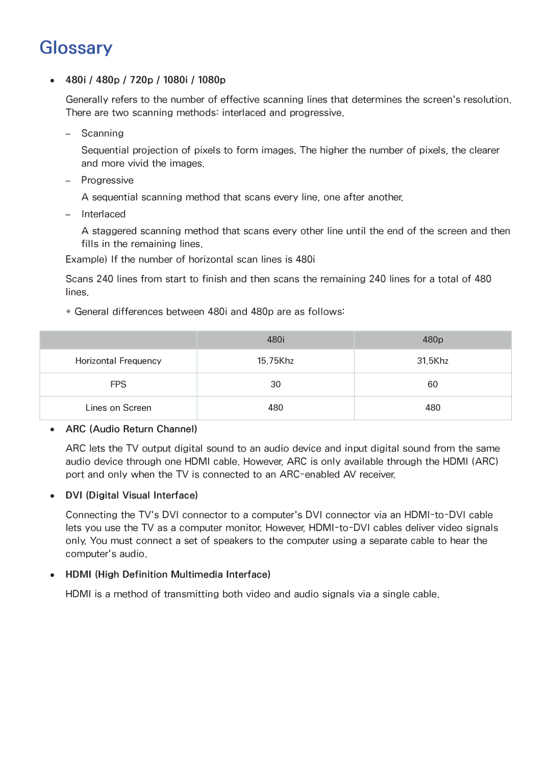 Samsung UA65JS8000KXSQ manual Glossary 