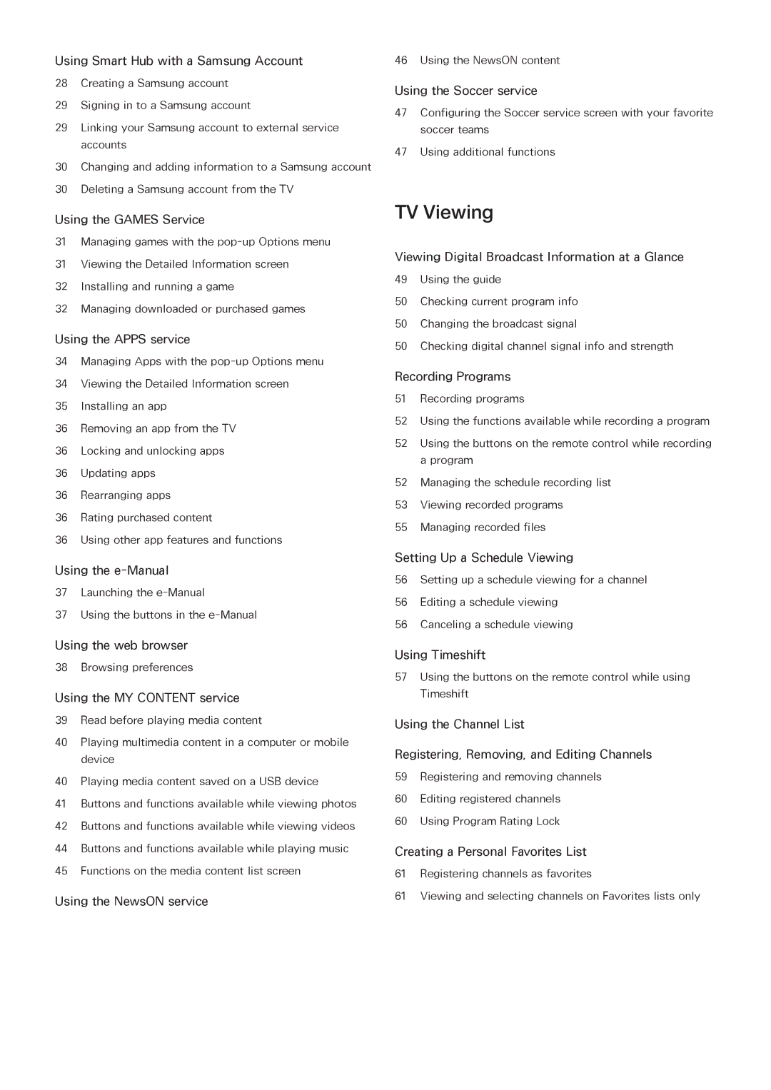 Samsung UA65JS8000KXSQ manual TV Viewing 