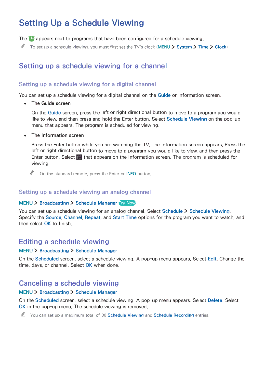 Samsung UA65JS8000KXSQ manual Setting Up a Schedule Viewing, Setting up a schedule viewing for a channel 