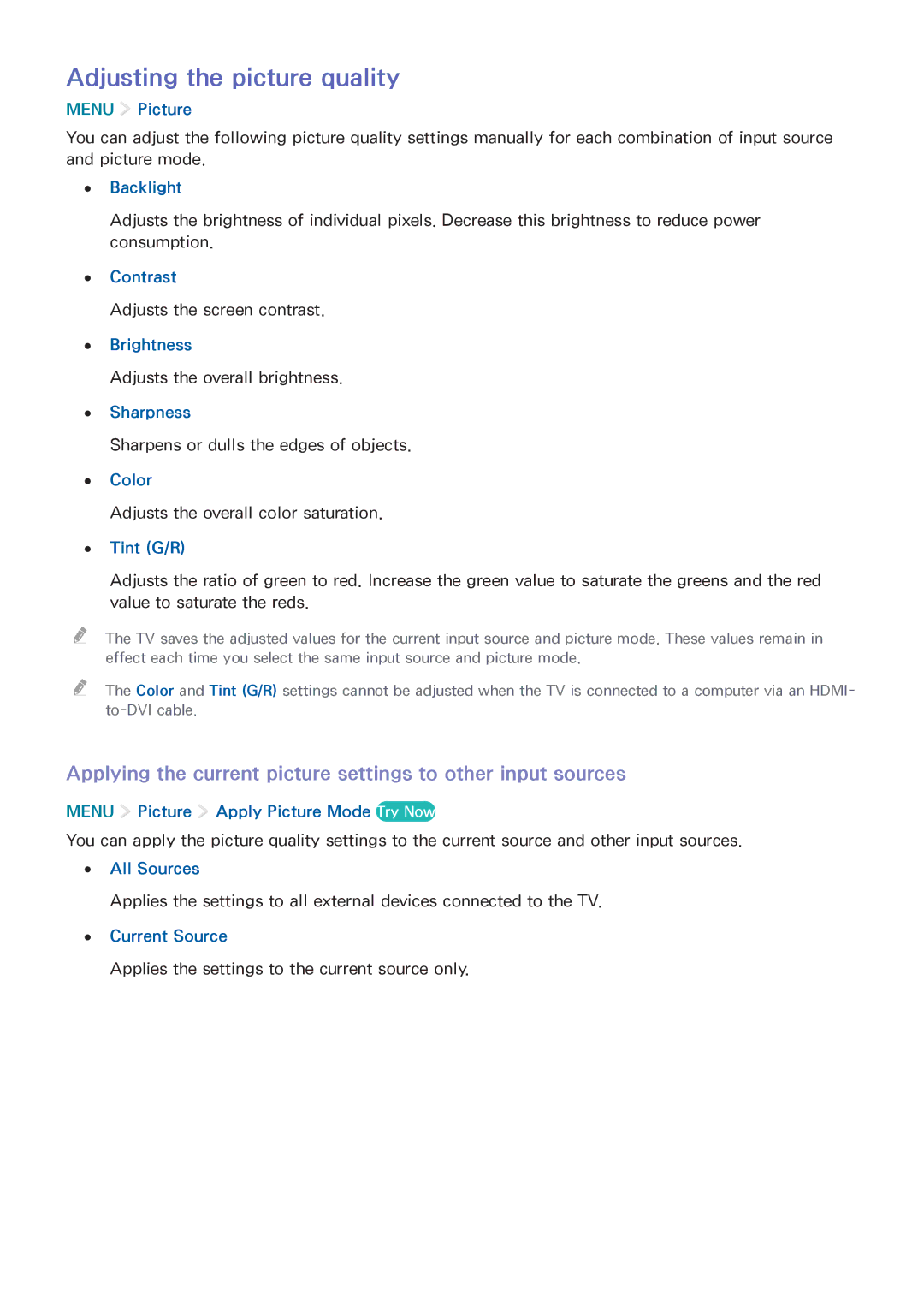 Samsung UA65JS8000KXSQ manual Adjusting the picture quality 