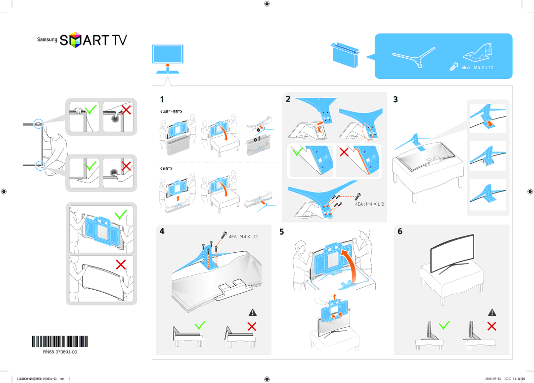 Samsung UA65JS9000KXZN, UA65JS9000KXSK, UA55JS9000KXXV, UA65JS9000KXXV, UA55JS9000KXSQ manual 48~55, 8EA M4 X L12 