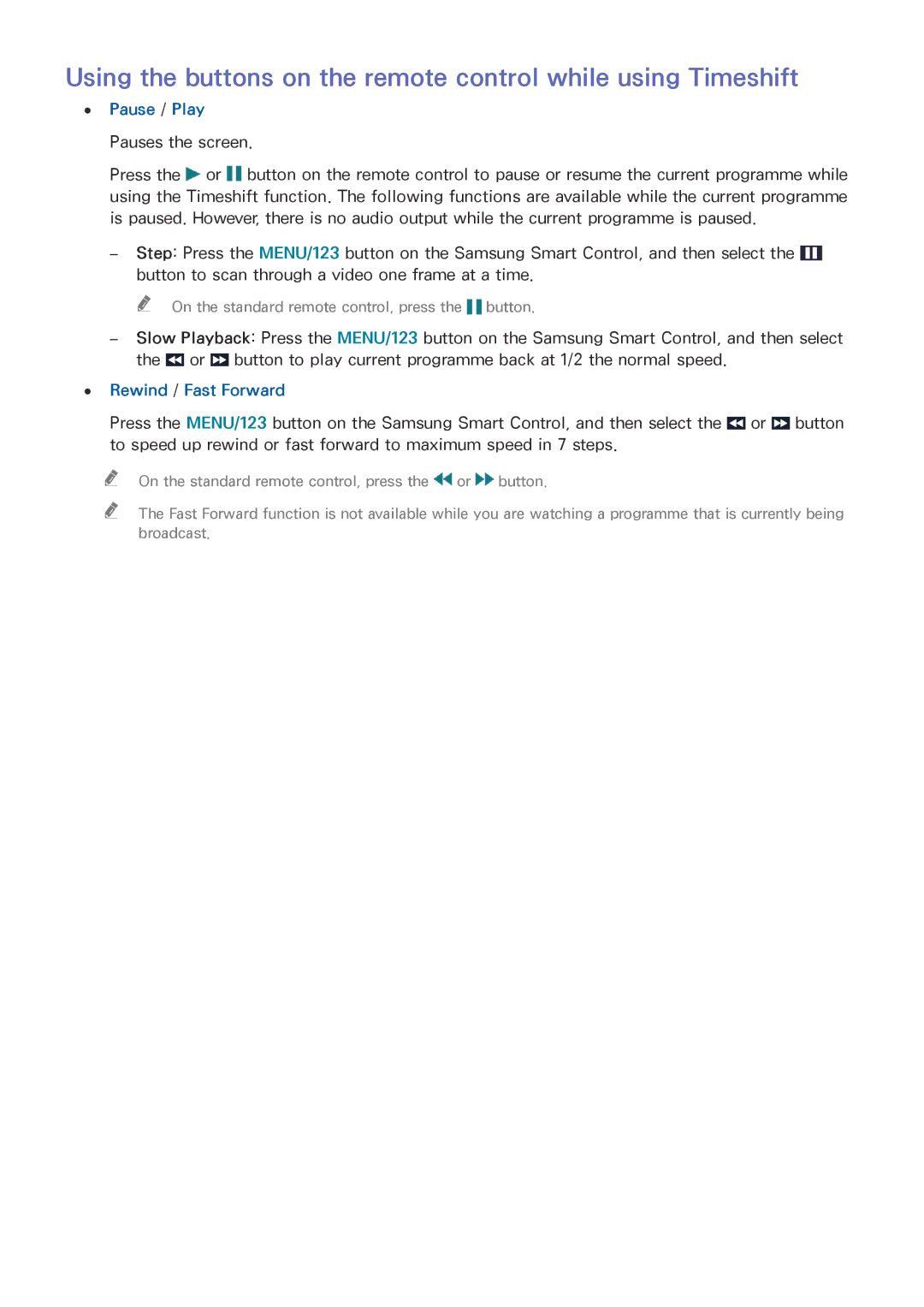 Samsung UA55JS9000KXXV, UA65JS9000KXSK, UA65JS9000KXZN, UA88JS9500KXXV, UA65JS9500KXXV, UA78JS9500KXXV manual Pause / Play 