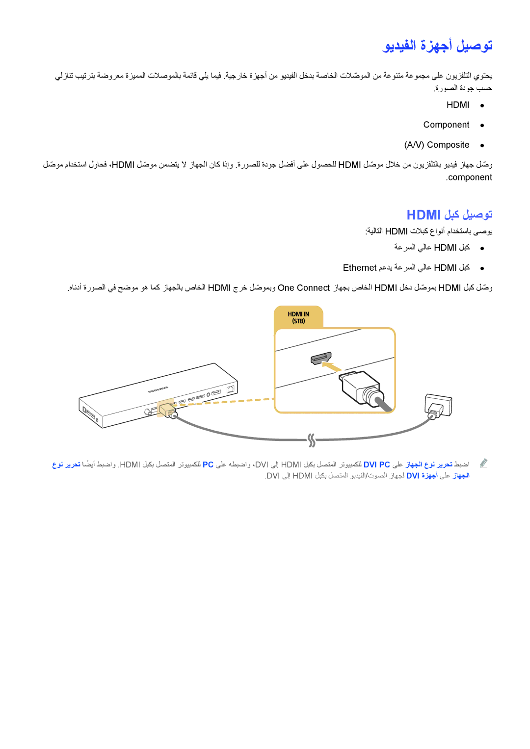 Samsung UA65JS9000KXZN manual ويديفلا ةزهجأ ليصوت, Hdmi لبك ليصوت 